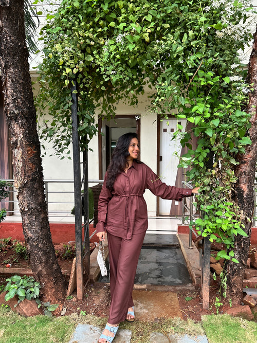 Chocolate Brown Drawstring Co-ord Set