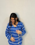 Blue ikkat top with mirror lace detailing