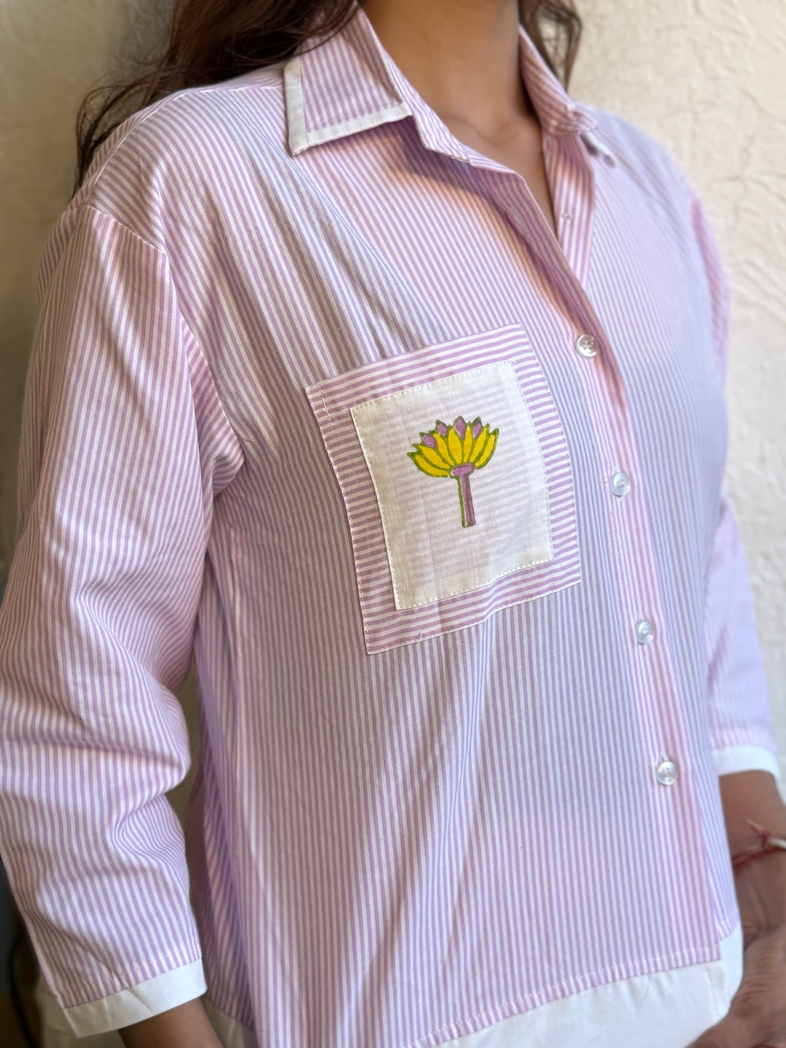 Pink Floral Crop Shirt for Women | Casual Everyday Wear - LoveForTextile