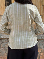 Sage green linen stripe shirt