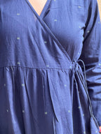 Navy handloom wrap top