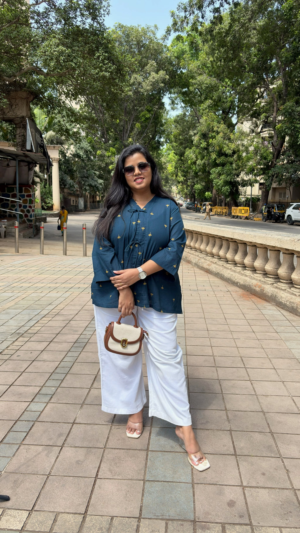 Handloom doby top with bow detailing