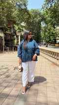 Handloom doby top with bow detailing