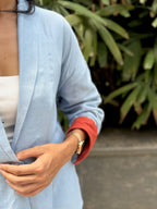 Powder Blue Blazer Set for Women | Embroidered Power Suit - LoveForTextile