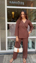 Mocha Co-ord Set | Minimal Chic Lounge & Brunch Outfit - LoveForTextile