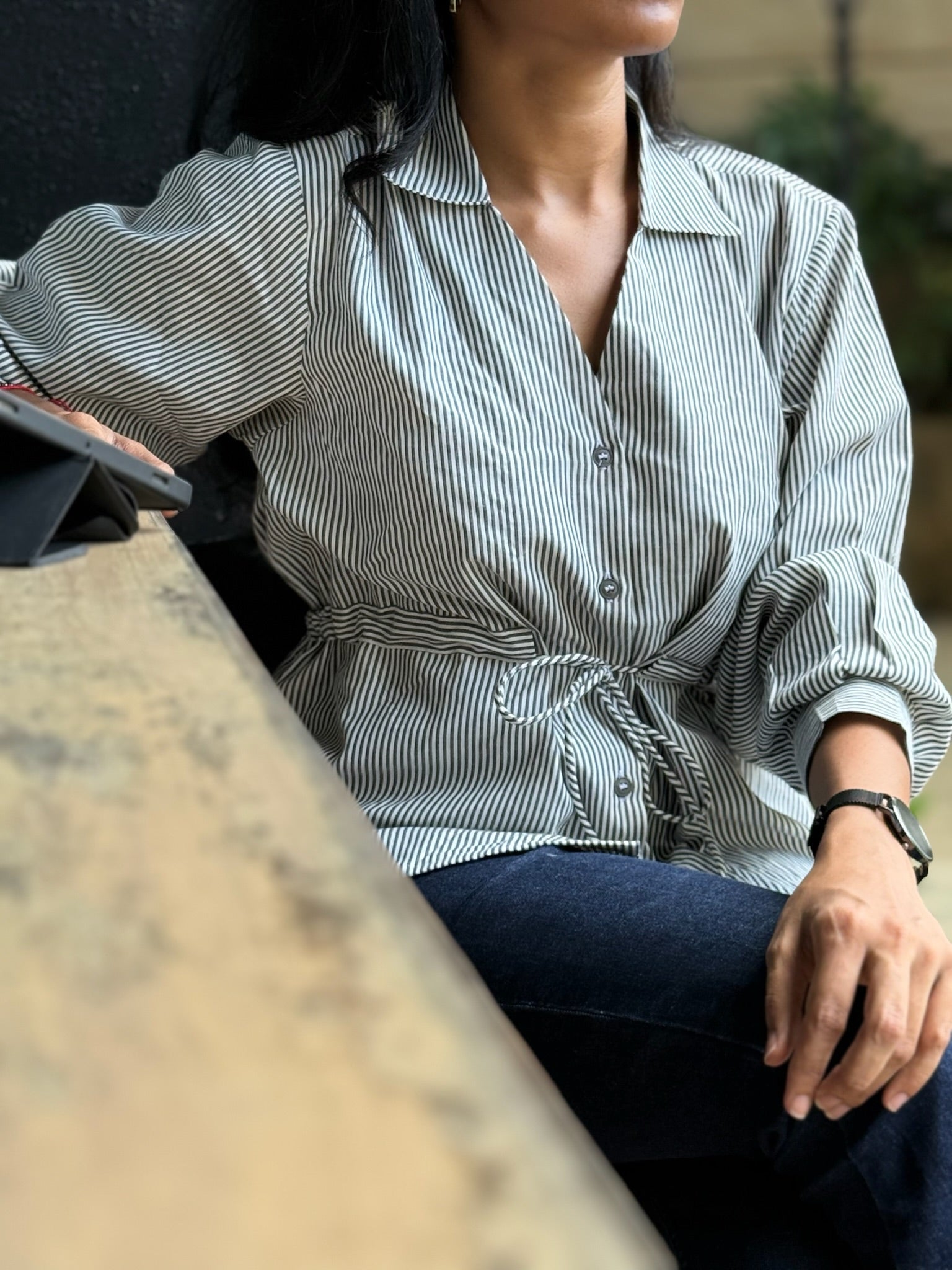 Formal Striped Top for Women | Premium Fabric Office Wear - LoveForTextile