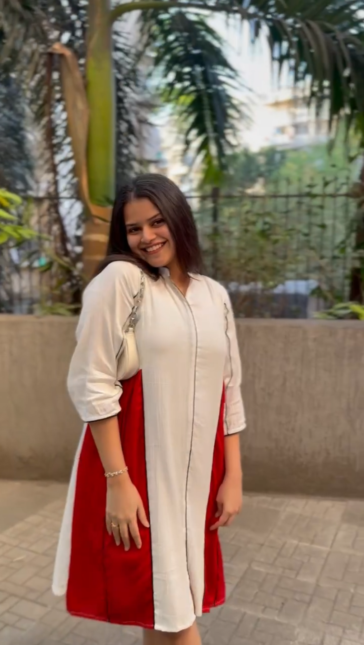 White Color-Block Midi Dress | Cotton Summer Dress - LoveForTextile