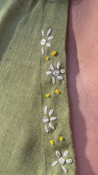 Summer dress with flower hand-embroidery