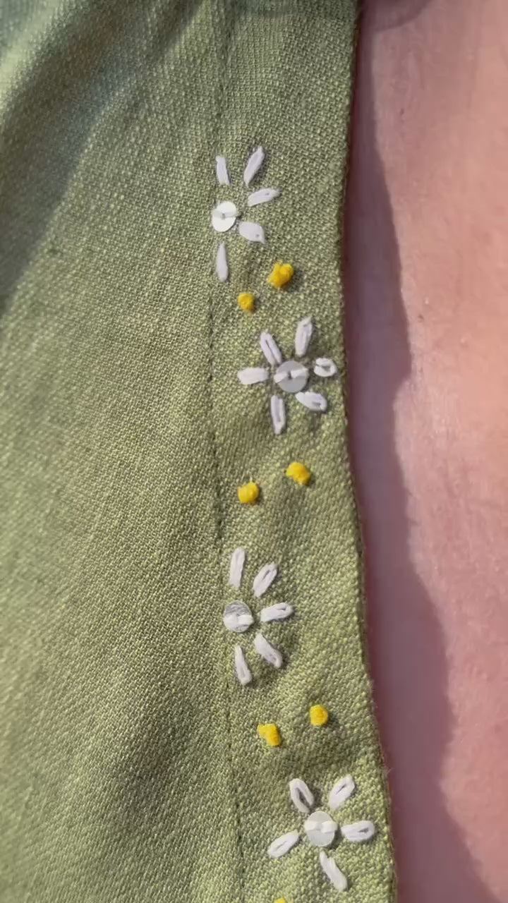 Summer dress with flower hand-embroidery