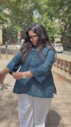 Handloom doby top with bow detailing
