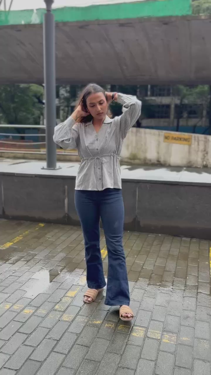 Formal Striped Top for Women | Premium Fabric Office Wear